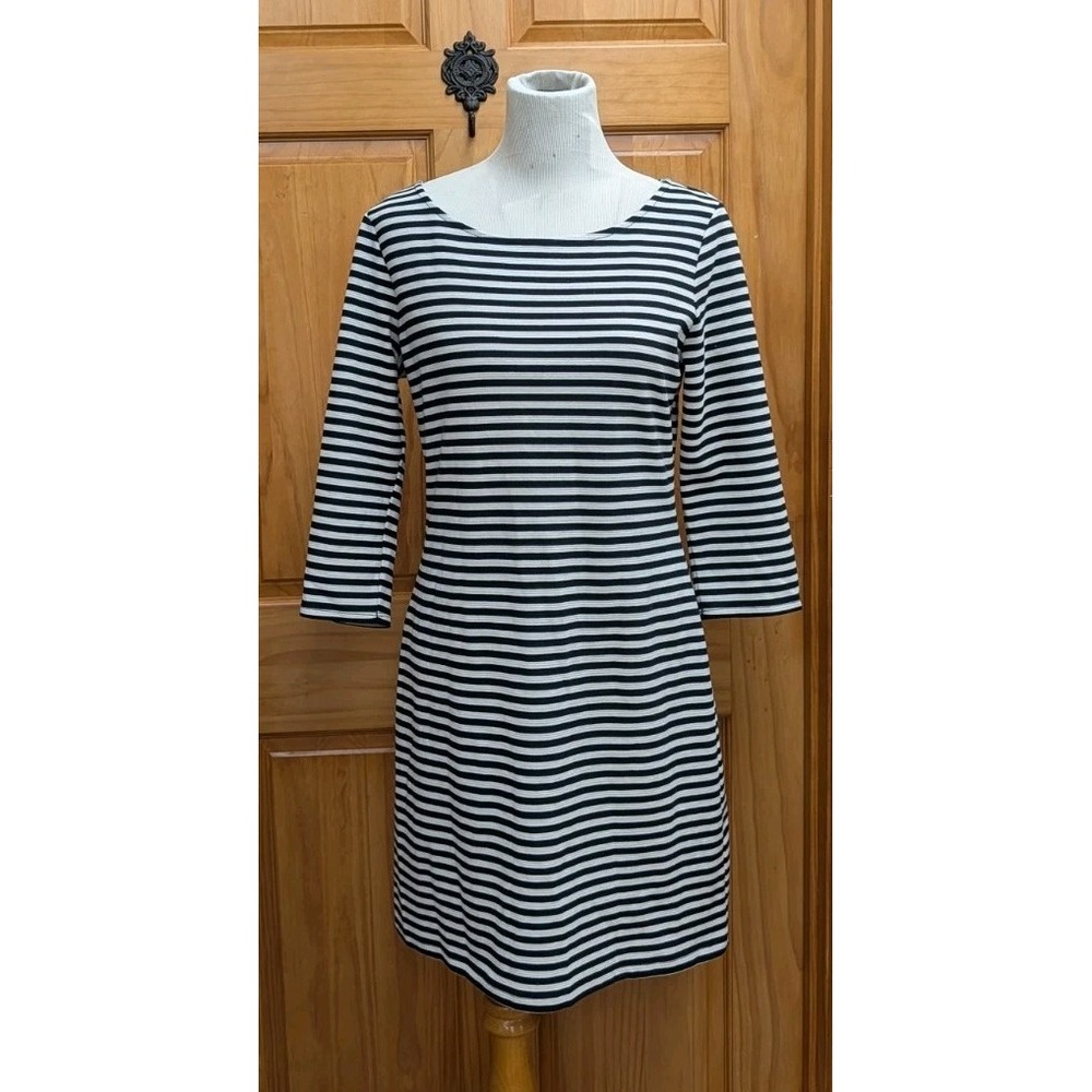 Old Navy Women's Large Dress 3/4 Sleeves Heavy Knit Stretch Classic Striped